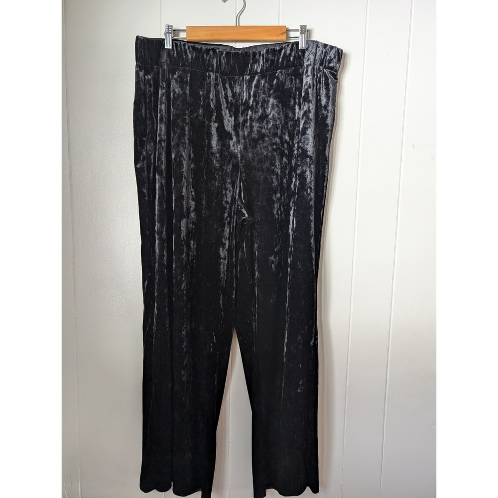89th Madison Black Velvet Pull On Wide Leg Womens Pants Sz 2X Whimsigoth Grunge